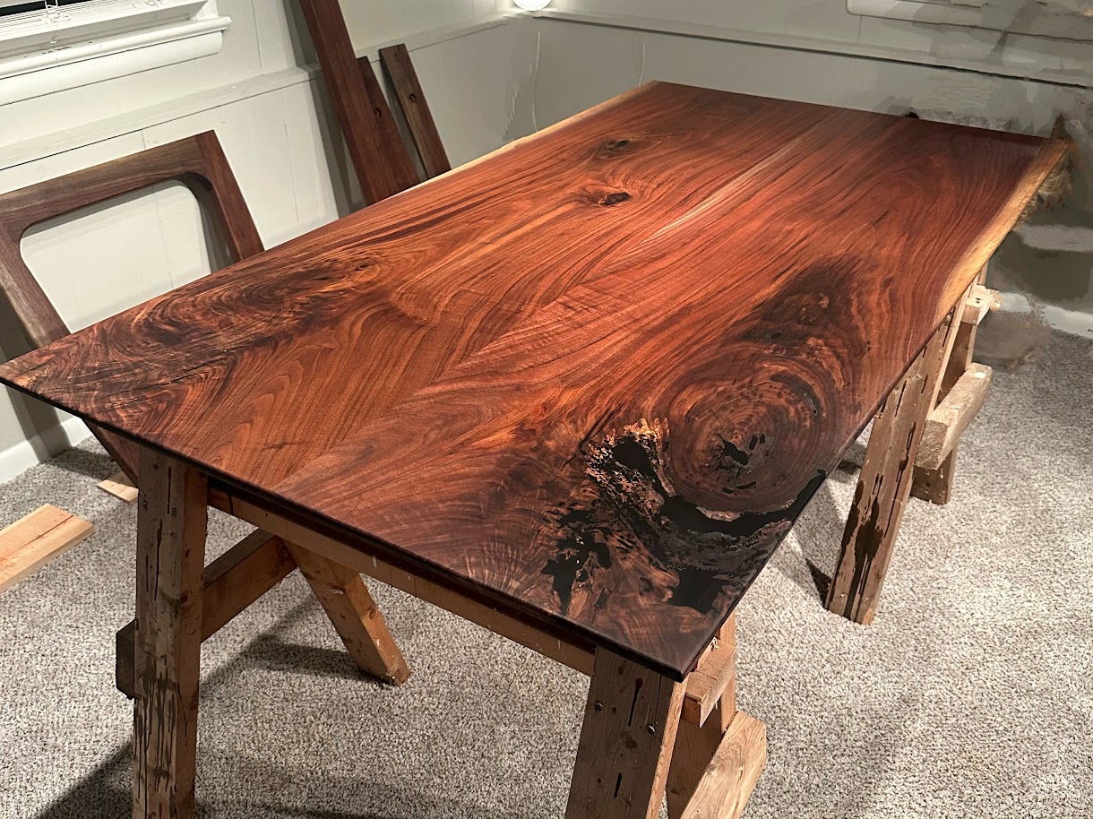 Walnut grain with finish, fine furniture lumber